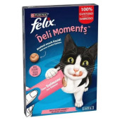 Felix Deli Moments Liquid Snacks with Salmon - течно лакомство за котки със сьомга 4 х 10 гр